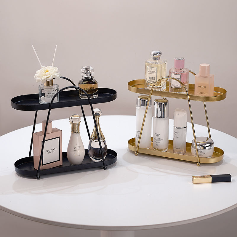 Étagère de rangement en fer forgé pour cosmétiques, boîte à bijoux, ornements décoratifs de table, support d'organisation de dressing, nordique