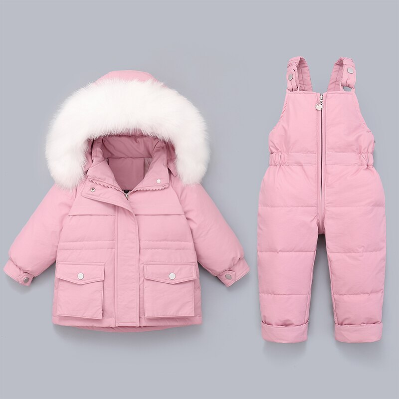 Conjuntos de roupas de inverno para crianças, jaqueta e conjuntos de neve para crianças pequenas, menino e menina, casaco grosso de parca-30 ℃: Pink / 3T