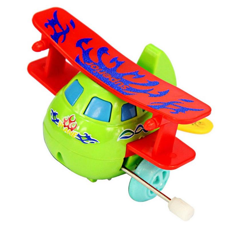 Mooie Mini Wind-Up Vliegtuig Cartoon Roterende Stunt Keten Overslaan Vliegtuig Model Wind Up Speelgoed Mini Klassieke Vliegtuig Speelgoed willekeurige Kleur