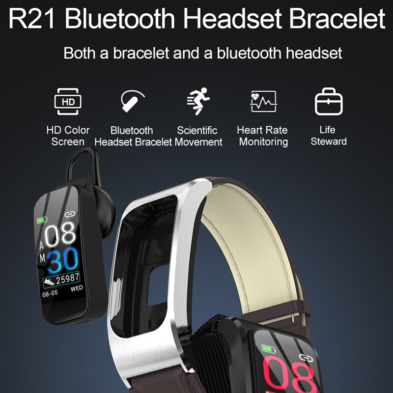 Smart Watch R21 Bluetooth Phone Call Answer Bracelet Heart Rate Blood Pressure Fitness Tracker Color Men Women Sports Alarm Band