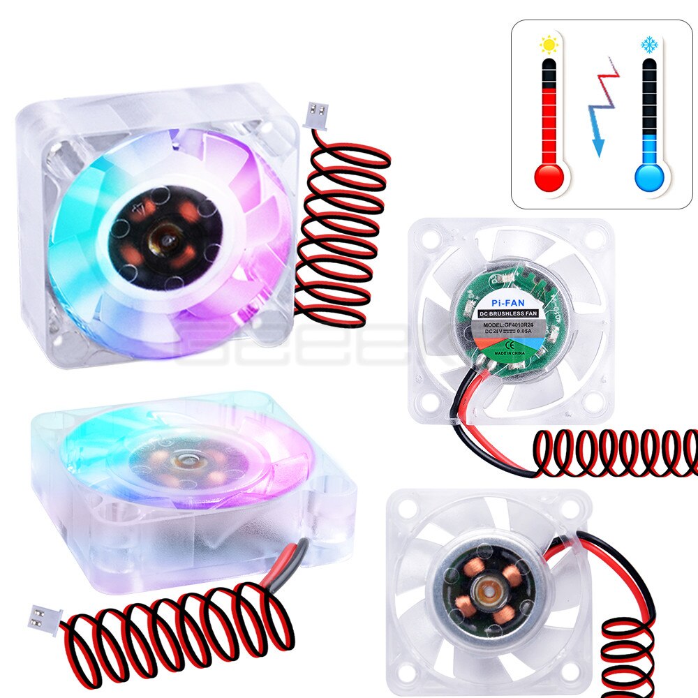 GeeekPi 4 Lots/PCS 4010 DC 24V RGB ventilateur de refroidissement 40MM 4CM 40*40*10mm ventilateur de refroidissement avec 1M câble pour imprimante 3D