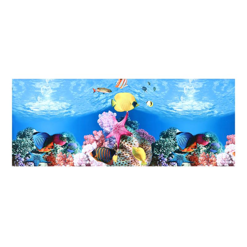 Double-Sided Aquarium Background Sticker 3d Adhesive Wallpaper Fish Tank Decorative Pictures Underwater Sticker Backdrop Image