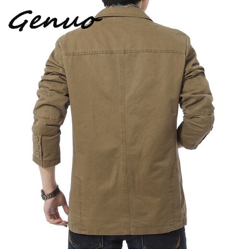 Blazer Mannen Casual Blazers Katoen Denim Parka Mannen Slim Fit Jassen Legergroen Kaki Grote Maat M-XXXL 4XL Buiten uitloper Jas