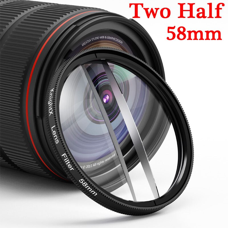 Knight tx – filtre à prisme Kaleidoscope, 52mm 55mm 58mm 67mm 77mm, dioptrie fendue, numéro modifiable UV CPL ND, objectif de photographie d'appareil photo: 58mm Two Half
