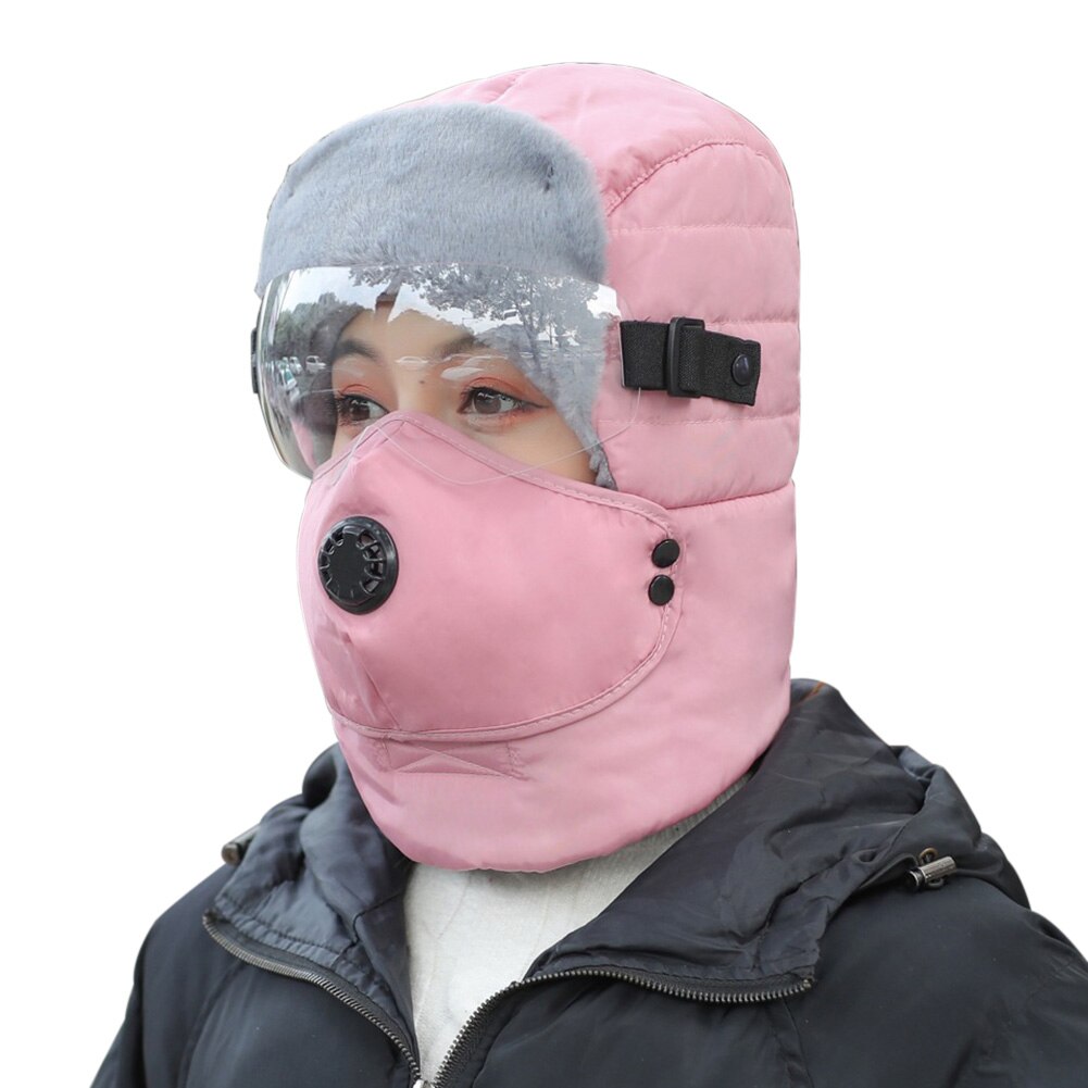 With Glasses Protective Outdoor Earflap Full Face Soft Snow Caps Ski Bomber Hat Riding Camping Hiking Windproof Warm Winter