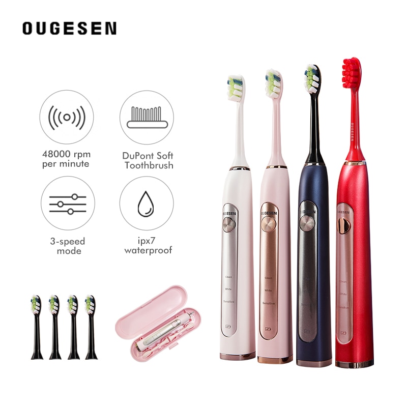 OUGESEN Electric Sonic Toothbrush OGS-9600 Wireless Induction Rechargeable Adult Waterproof Electronic Toothbrush 4 Replacement