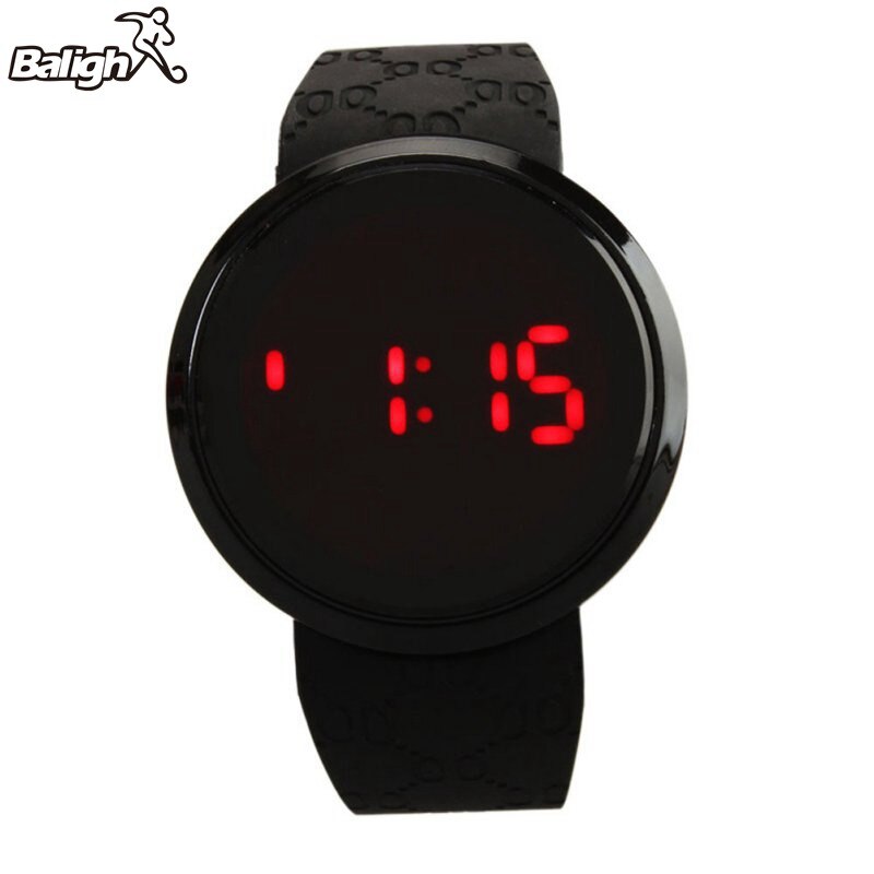 Mode Siliconen Sport Polshorloge Waterdicht Heren Horloge LED Touch Screen Datum Ronde Touch Screen LED Horloge: Black