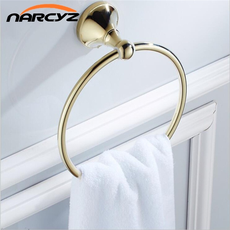 Gold volledige koperen badkamer muur hardware hanger handdoek ring 9023 K