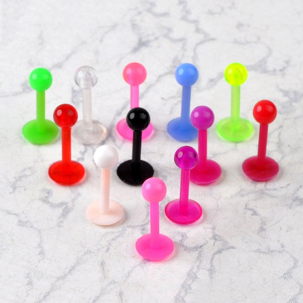 30 Stks/partij 8Mm Lengte Zachte Bioplast Flexibele Ball Neus Ring Lip Ring Tragus Oorbellen Body Piercing Sieraden