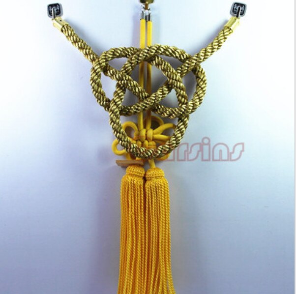 1Set JP Junction Produce Golden Kin Tsuna Rope Match More Colors Fusa Kiku Knot For Car Auto Rearview Mirror Fastening: Gold-Yellow