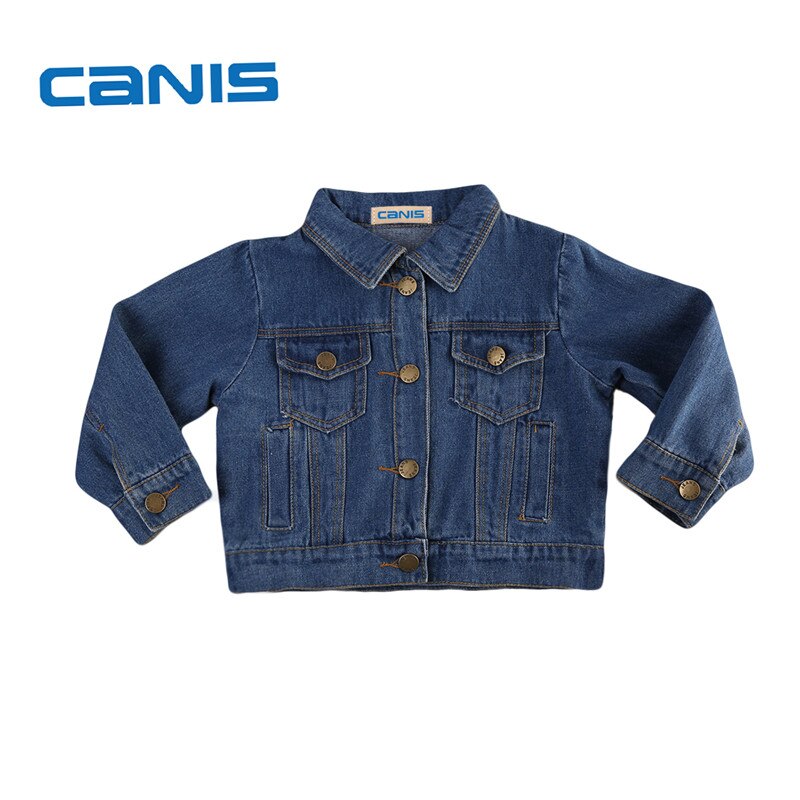 Nova Chegada de Moda Bebê Da Menina Da Criança Roupas Botão Jean Jaqueta Jeans Casuais Outerwear Jaqueta Casaco de Inverno Queda Roupas 1- 6 T