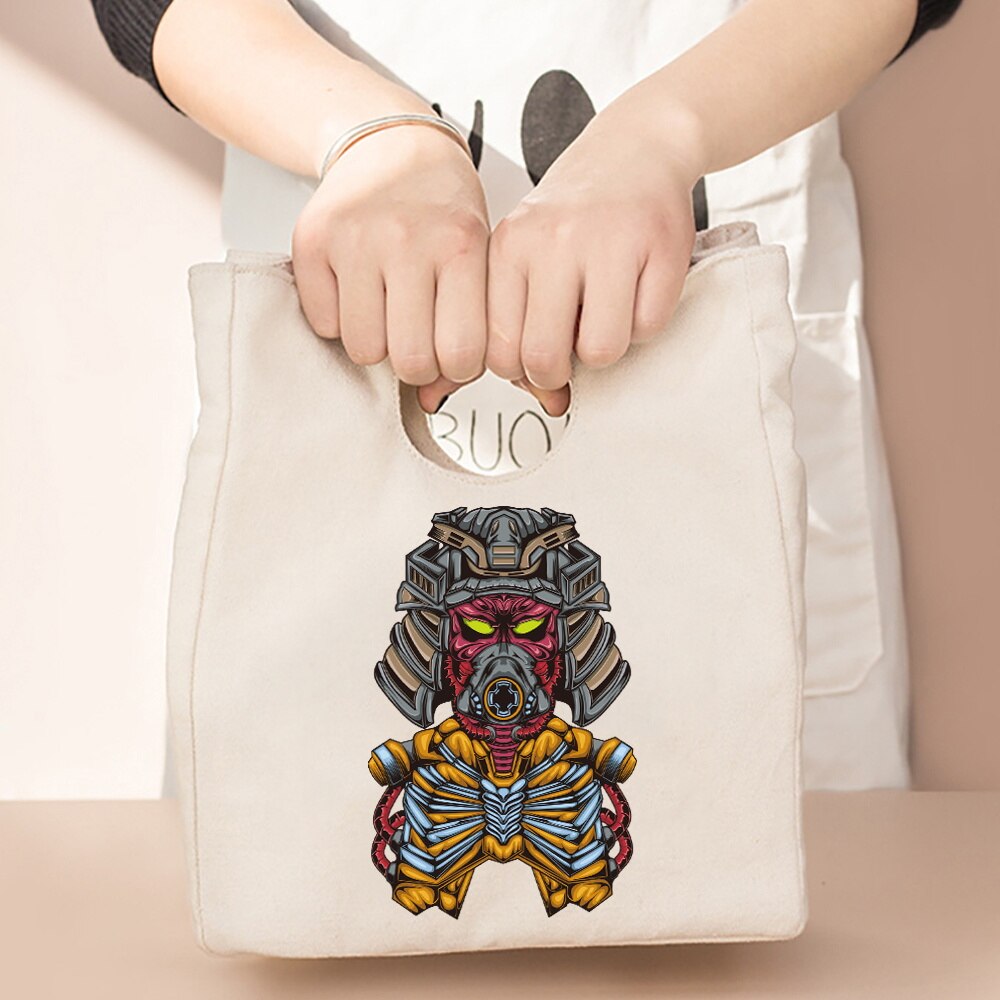 Gecontracteerde Stijl Geïsoleerde Lunch Tas, Duurzaam Bento Pouch, Thermische Lunch Box, Cooler Tassen, kat Print Lunch Container Bag: 5monster027