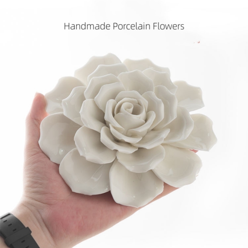 Decoraciones de pared de flores de cerámica creativas, obra de arte de porcelana hecha a mano, artesanía para el hogar, accesorios de decoración, artes decorativas