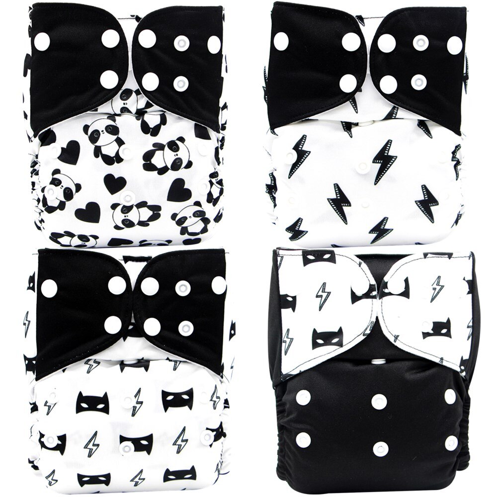 4pcs/pack Baby washable cloth diaper Reusable Nappy Cover Pocket dipers for baby products fralda ecologica couche lavable bebe: J