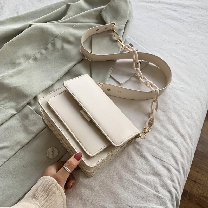 Summer Female Shoulder Handbag Chain Mini PU Leather Flap Bags for Women Solid Color Ladies' Travel Crossbody Bag: Beige