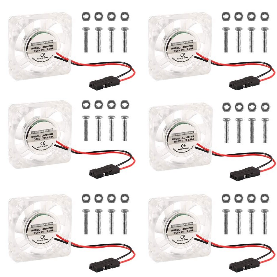 Raspberry Pi Fan Small Computer Fan Raspberry Pi Cooling Fan 30x30x7mm Brushless CPU Cooling Fan for Raspberry Pi 3 B+: 6pcs clear