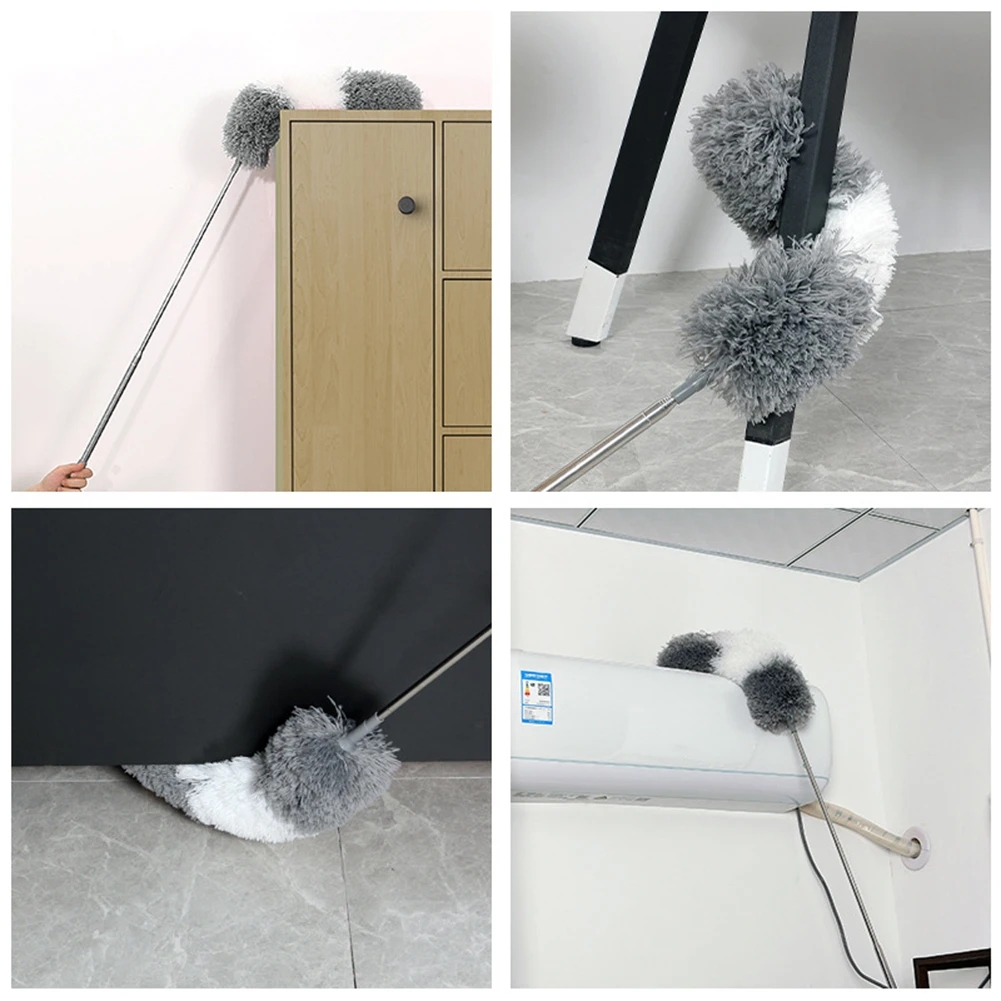 280cm mikrofiber støvkluter uttrekkbar støvklut rengjøringsbørste teleskopisk oppsamler midd fjerning av sprekker støvkluter rengjøringsverktøy for hjemmet