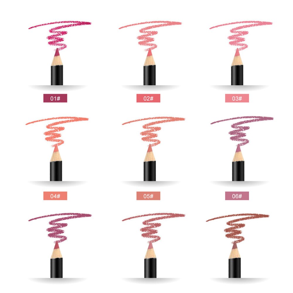 1 st 12 färger lip liner penna vattentät långvarig natur läppar konturlinje makeup lipliner penna