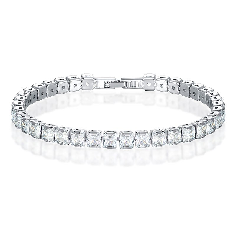 UMODE 0.25ct Cancella Piazza Cubic Zirconia Bracciale Tennis per le Donne Degli Uomini di Cerimonia Nuziale Dei Monili di Lusso 0.16 pollici Femme Moda UB0178A: Clear / 17 centimetri