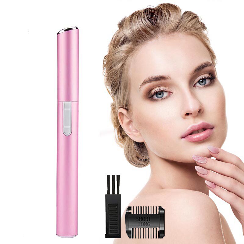 Electric Painless Eyebrow Shaper Epilator Pen Razor Lady Trimmer Shaver Portable Women Body Shaver Men Nose Hair Facial Trimmer: Pink