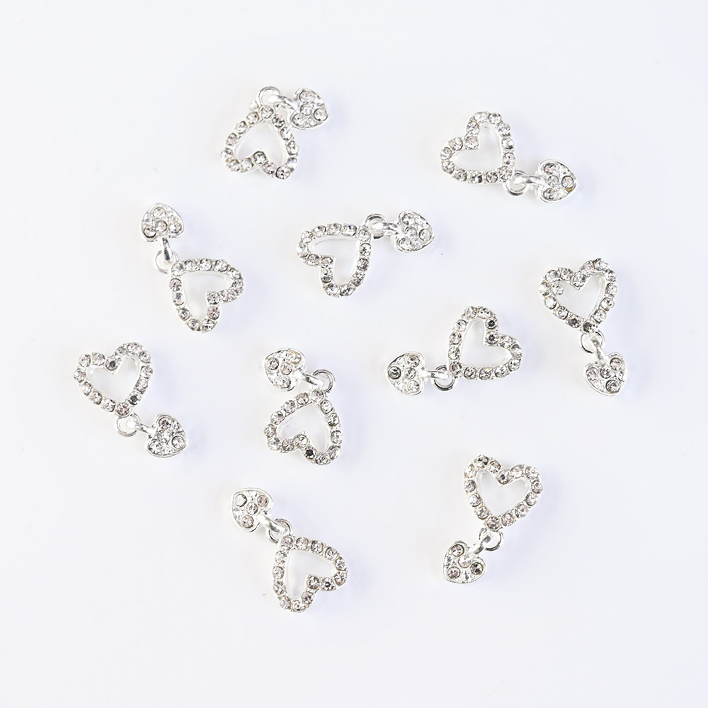 10pcs-Heart Jewelry Nail Dangle Charms Angel With Pearls+Rhinestones Decors For Acrylic Nails 18 Manicure Decorations #F2: JE0761