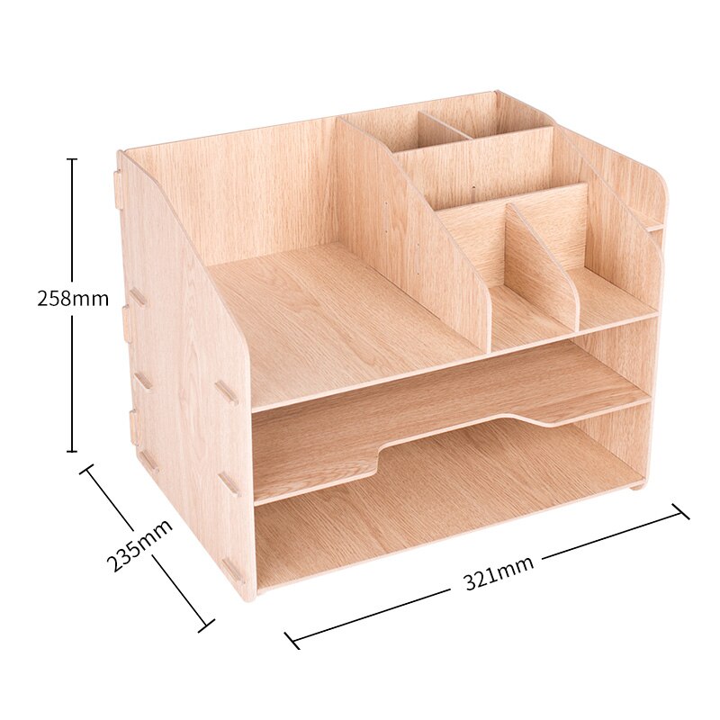 Desktop Wooden DIY Document Tray Multifunction Pen Pencil File Holder Storage Box Office Desk Organizer School Supplies 79260: 79260