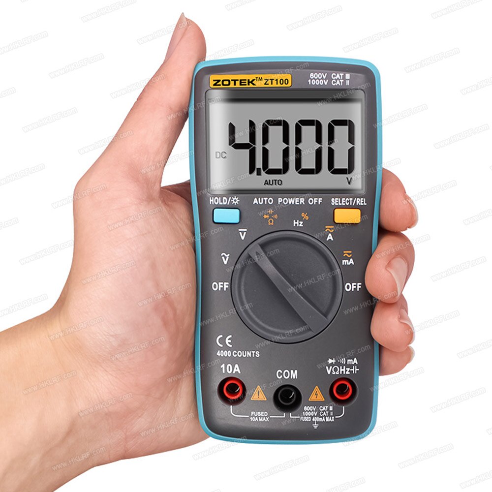 ZOTEK ZT100 Multimetro Digitale Multi Tester Luce Posteriore AC/DC Voltmetro Diodo