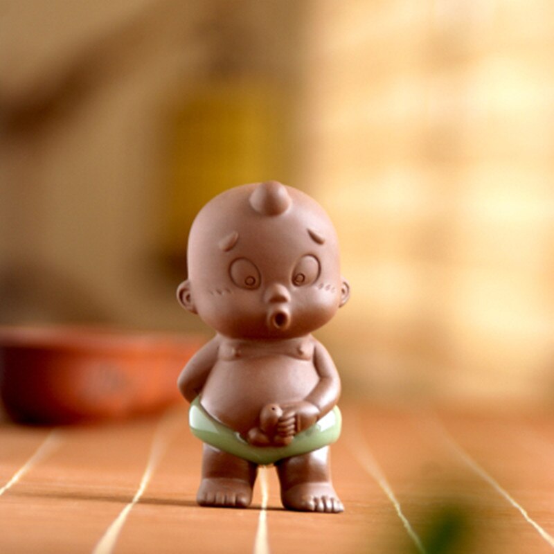 Porcelaine petit moine thé poupée pour animaux de compagnie décoration de la maison frère four craquelé glaçure thé jouer ornement drôle