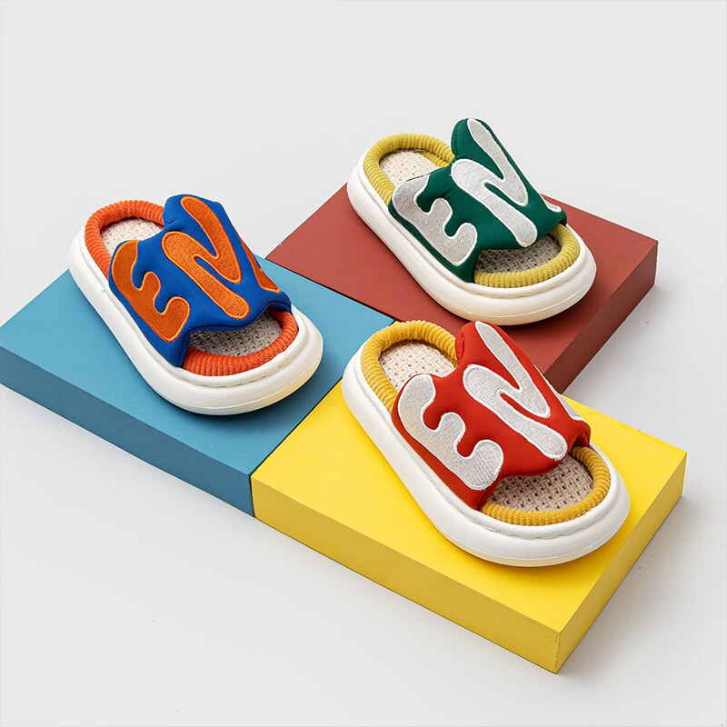 Zapatillas de algodón transpirables para niños y niñas, zapatos divertidos de interior, para el hogar, para primavera