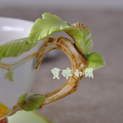Offre Spéciale perroquet tasses à café avec soucoupe thé lait tasse ensemble avec cuillère créative en céramique Drinkware Style européen os chine