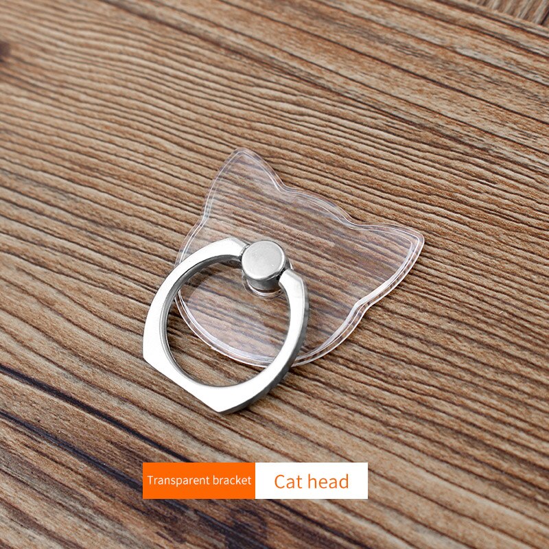 Finger Ring Mobile Phone Smartphone Stand Holder Cell Smart Round Phone Ring Transparent Cat Holder Heart Socket Car Mount Stand: A23-Cat