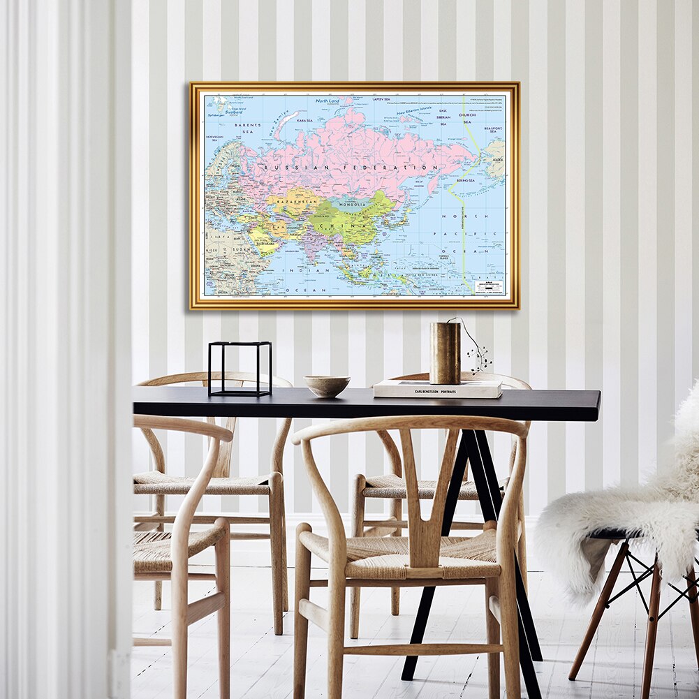 59*42cm The Asia Map Modern Wall Art Poster Canvas Painting Living Room Classroom Home Decor Travel School Supplies