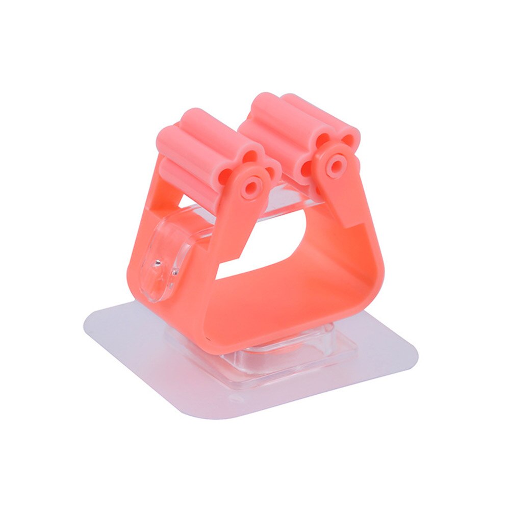 No Punching Hanging Mop Rack Bathroom Mop Hooks Sticky Hook Holders Broom Hanger Deck Mop Clip Multicolor PVC Adhesive Hooks: Orange