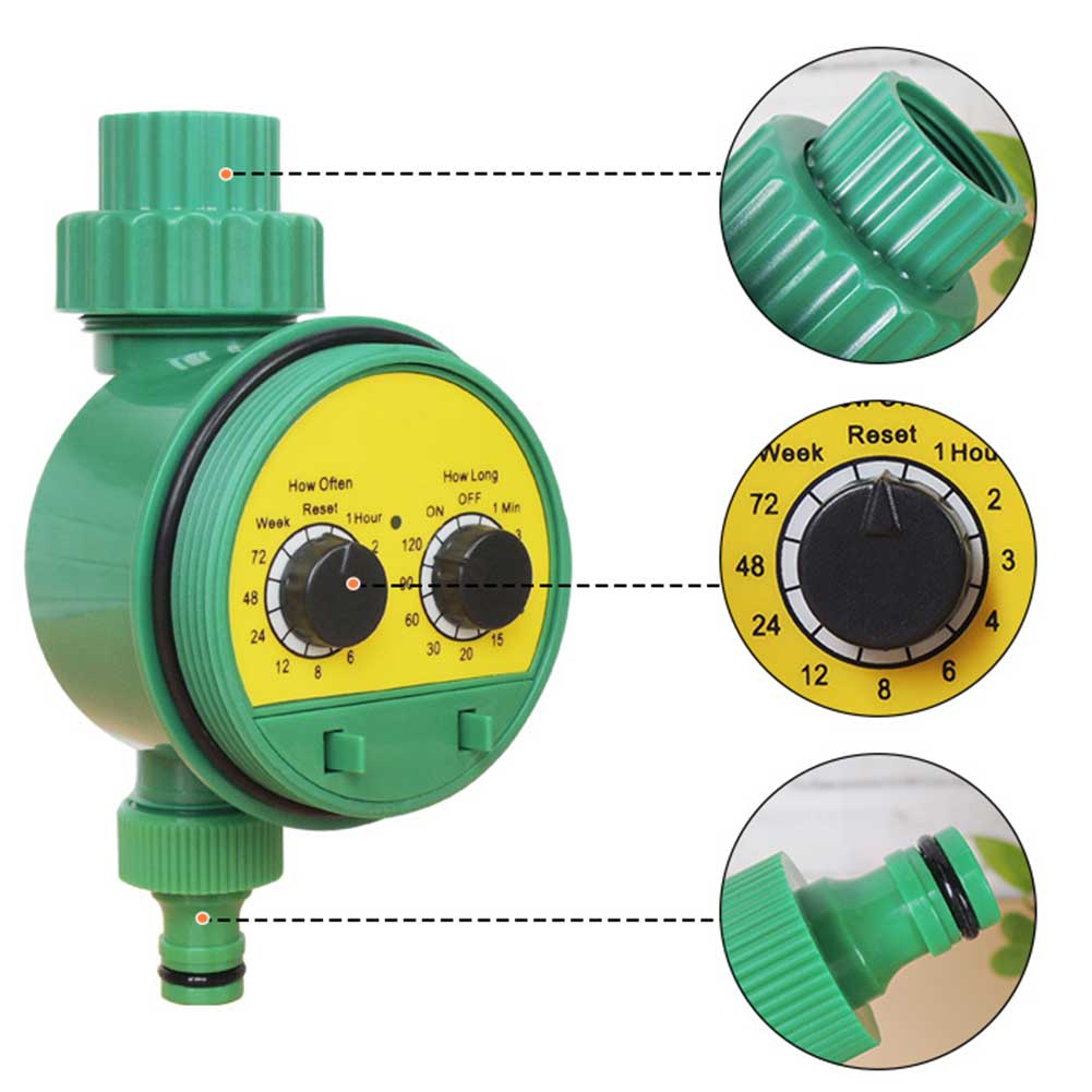 2 Dial Outdoor Plant Watering Tool For Garden Irrigation System Battery Powered Adjustable Knob Automatic Electronic Water Timer