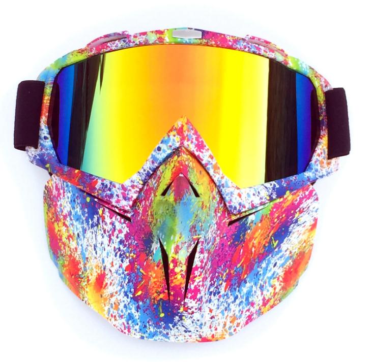 Motorcycle Face Mask Goggles Motocross Off-road ATV Dirt Bike Eyewear Glasses ultralight flexible anti anti-twist: B Color lens
