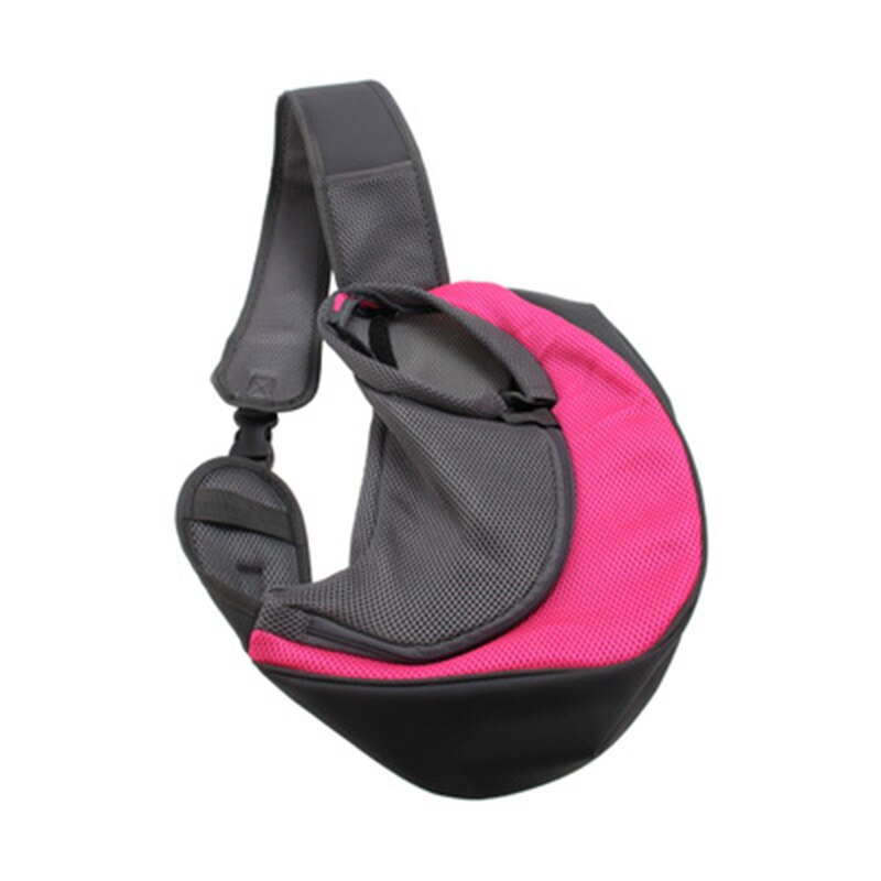 Bandolera de malla para perro y gato, bolso de hombro transpirable, cómodo, para cachorros y gatitos, Oxford: Rosa / L
