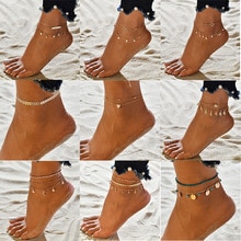 Böhmen Perlen Knöchel Armbinde für Frauen Bein Kette Runde Quaste Fußkettchen Jahrgang Fuß Schmuck Zubehör