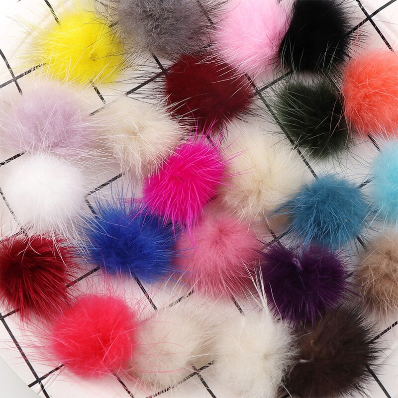 10Pcs Diy Pompon Nertsen Pompoms 3Cm Faux Fur Ballen Voor Naaien Op Gebreide Sleutelhanger Sjaal Schoenen Kleding Hoeden diy Sieraden Accessoire