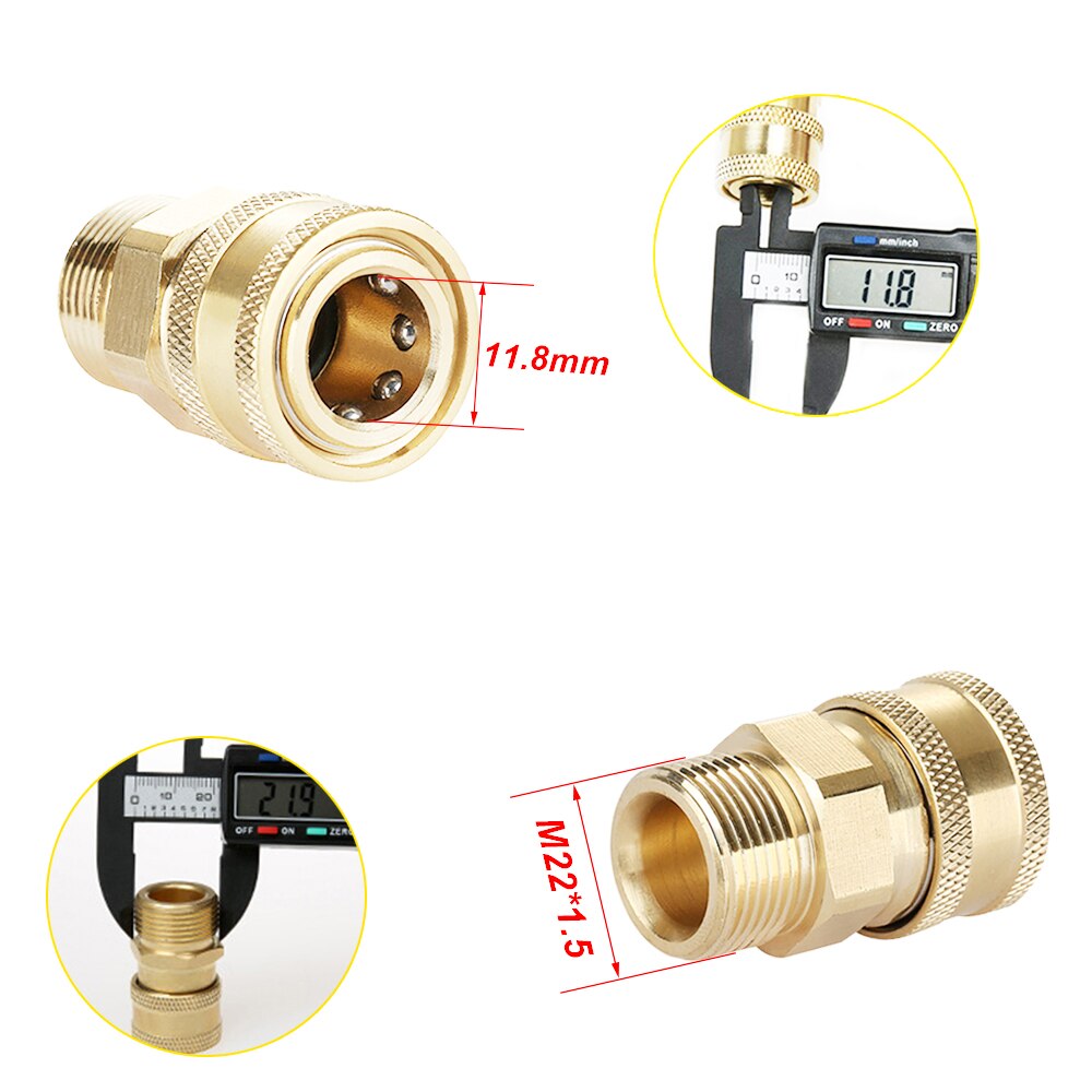 Högtryckstvättmunstycken biltvättare mässingskontakt  m22 hanadapter 1/4 " honanslutningsadaptrar