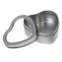 Boîtes vides en métal argenté en forme de cœur, avec fenêtre transparente, pour la fabrication de bougies, bonbons, et trésors, 60ML, 8 pièces