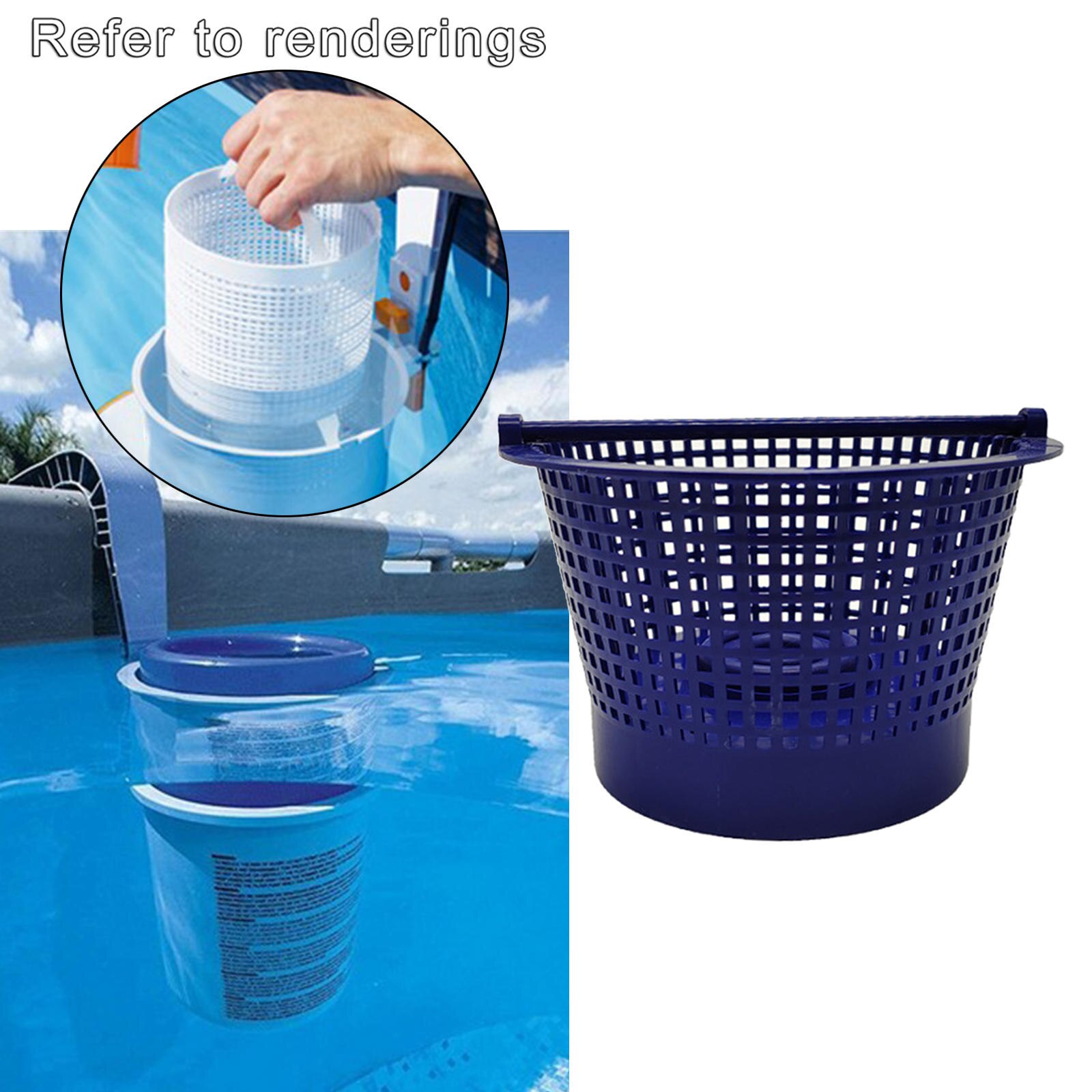 Cesta Skimmer de plástico, herramienta de limpieza de repuesto, malla fina redonda para limpieza de piscinas
