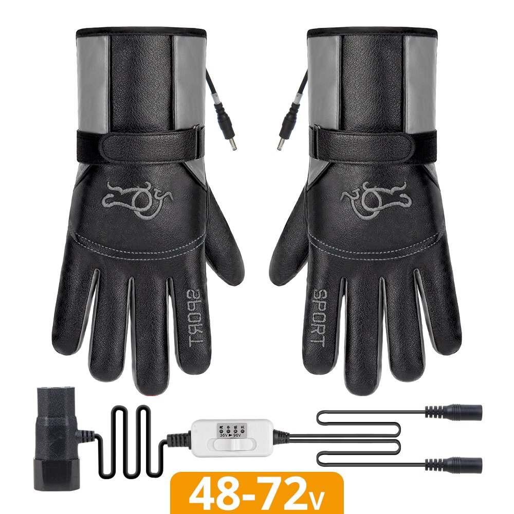 Heated Motorcycle Gloves Waterproof Heated Guantes Moto Touch Screen Battery Powered Motorbike Racing Riding Gloves Winter: Electric 48V-72V GY