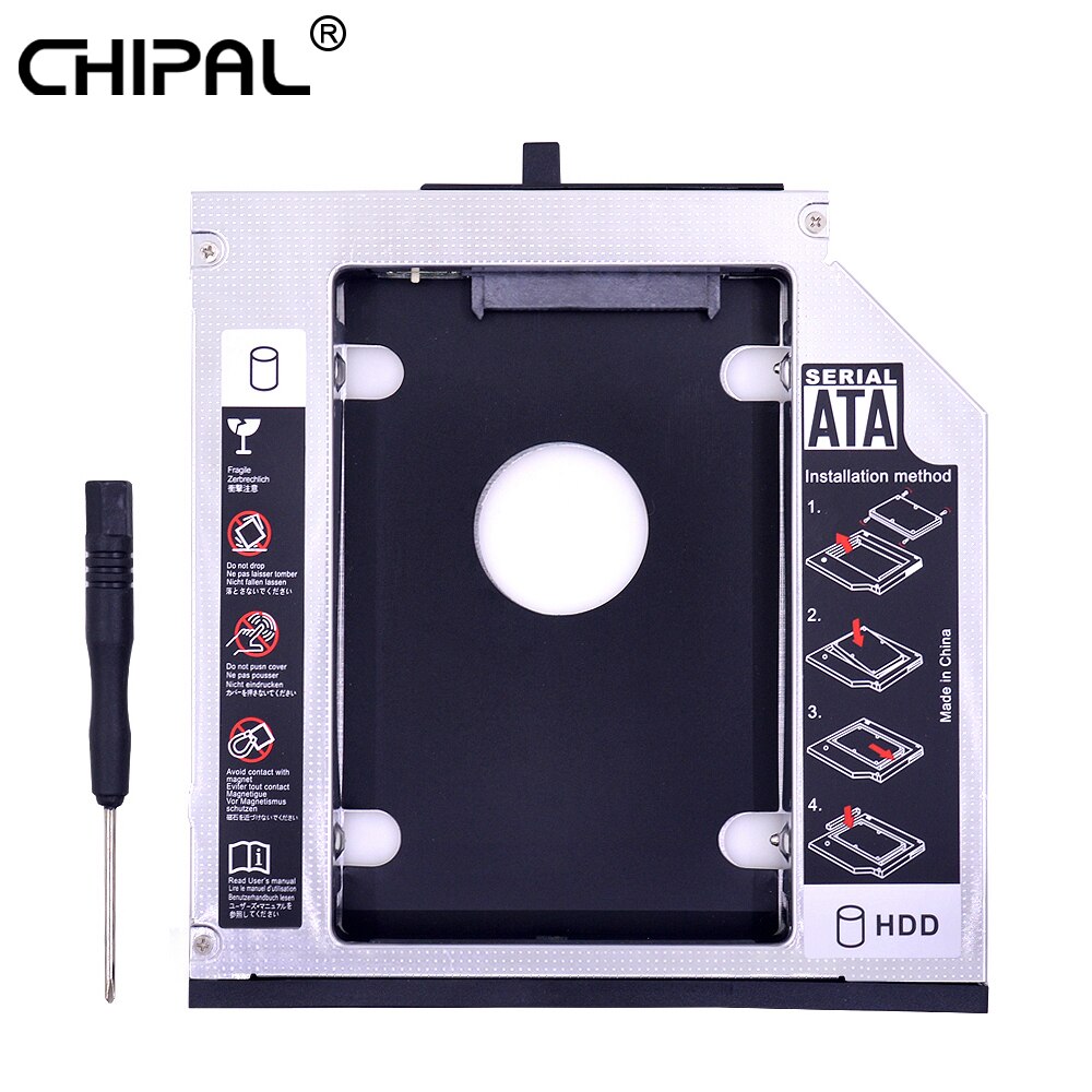 CHIPAL-carcasa de aluminio SATA III 2nd HDD Caddy de 12,7mm para SSD de 2,5 pulgadas, carcasa de HDD para Lenovo ThinkPad T420, T430, T510, T520, T530