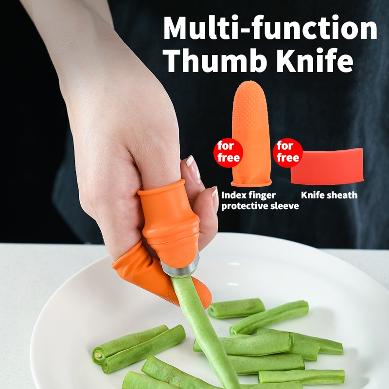 ¡Novedad de ! Cuchillo de silicona para el pulgar, Protector de dedos, cuchillo para cosechar verduras, cuchilla para plantas, tijeras, guantes de jardín, herramienta de cocina