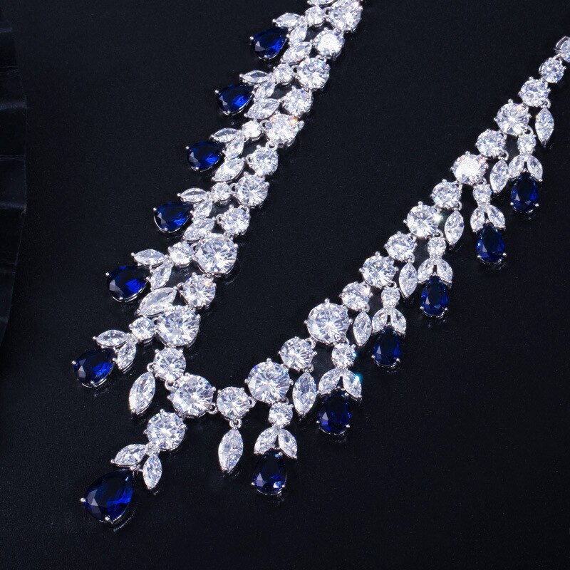 Wedding Jewelry Sets for Charming Women Dresses Dating Accessories Green Glass Crystal Necklace Earrings Sets