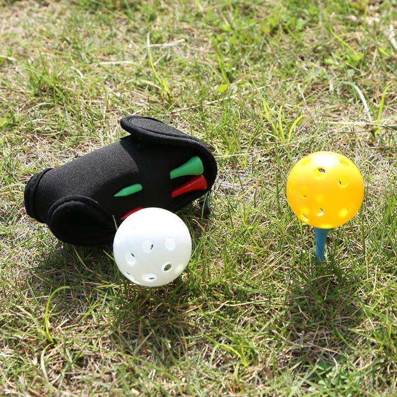 Mini bärbar golfbollshållare väska sbr mjuk elastisk midjepack golfbag vattentät med 2 ihåliga bollar och 4 tees