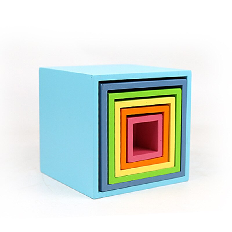 Arcobaleno di legno Blocchi di Legno Blocchi di accatastamento giocattoli grimms arcobaleno di Legno Blocchi di Costruzione arcobaleno Colorato capretti Dei Bambini Educational Toy: 9