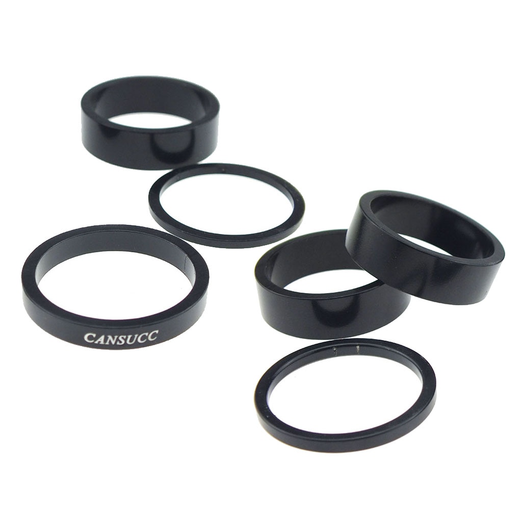 Sett  av 6 sykkel sykkelhodesett avstandsstykker avstandsstykker gaffelskive 2mm/3mm/5mm/10mm,  svart