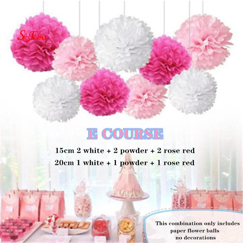 10 st 20cm hängande silkespapper pom poms papper blomboll hem trädgård gör-det-själv bröllopsrum dekoration fest layout tillbehör 6 zsh 014: E -9 st