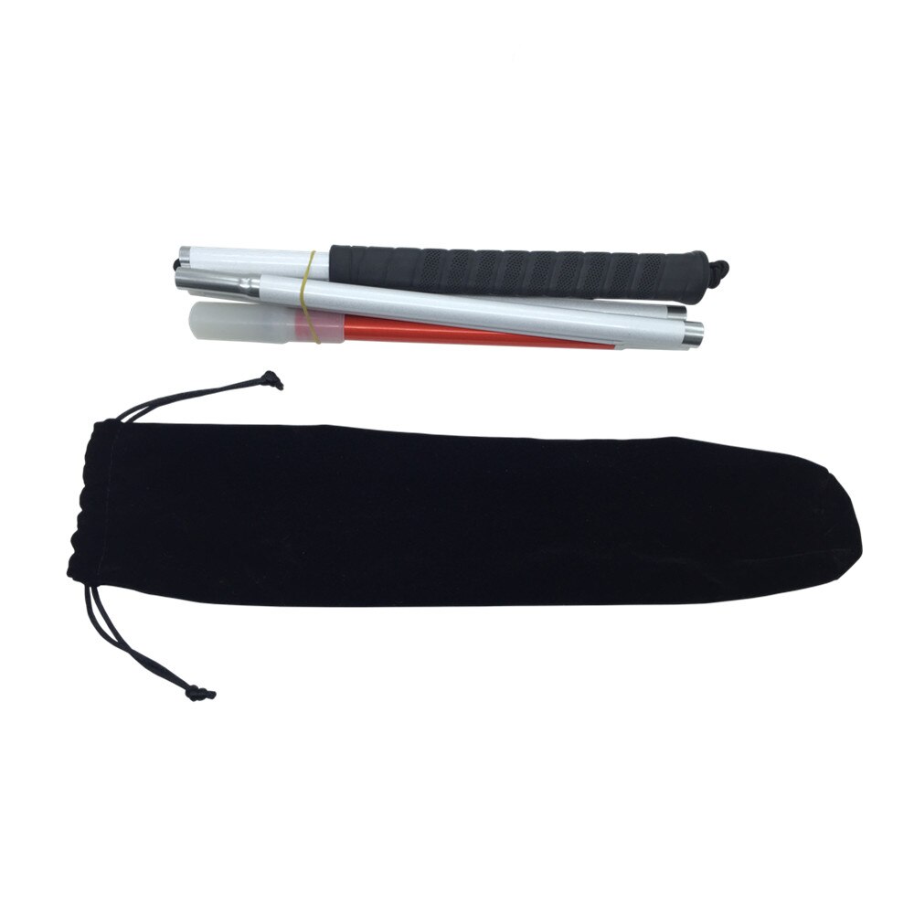 105-155cm synskadade vita käpp, fällblind käpp i aluminium, blind käpp, reflekterande röd och vit, svart handtag